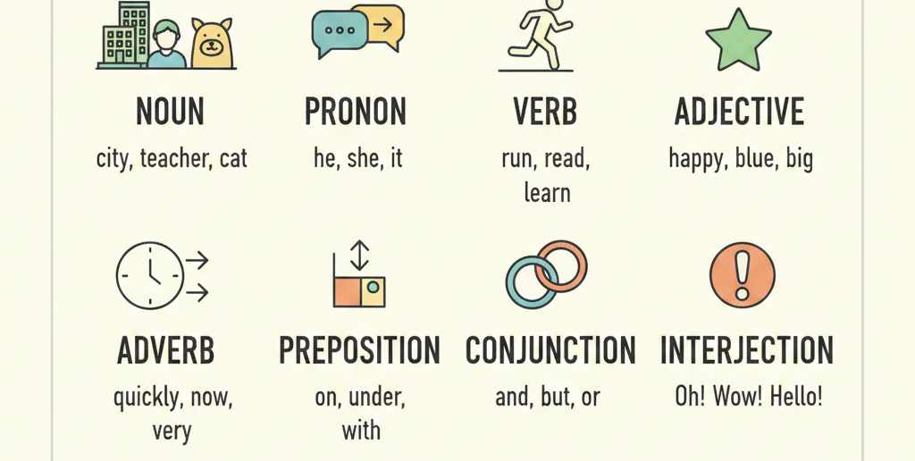 Parts of speech explained with examples